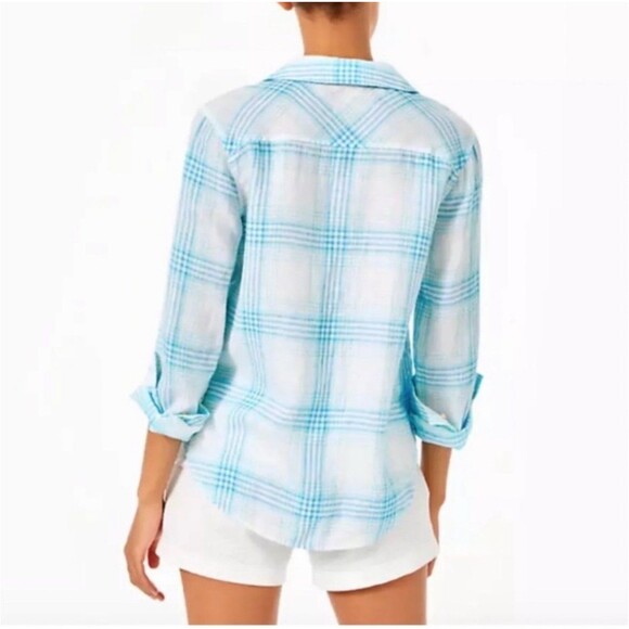 Lilly Pulitzer Blue Plaid Button Down Shirt - Picture 2 of 9